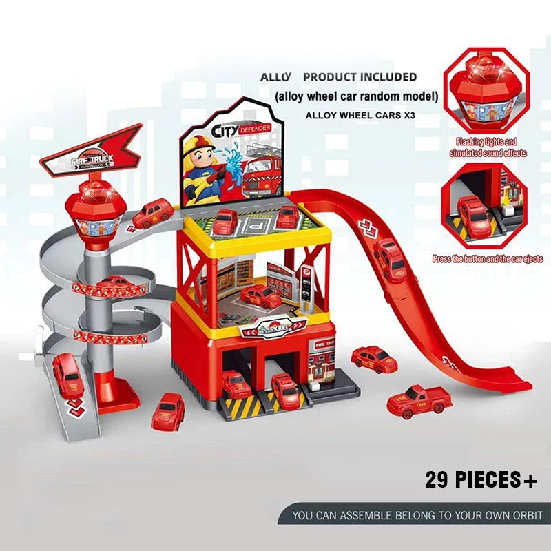 Garage Multi-Storey Racing Track with Cars - Interactive Parking Toy for Boys