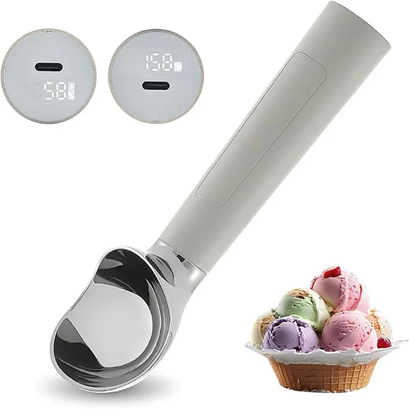 Motor-Driven Ice Cream Scoop Battery-Powered Heated Spoon LED Display Holiday 2025 Gift Simple Scooping Hard Ice Cream