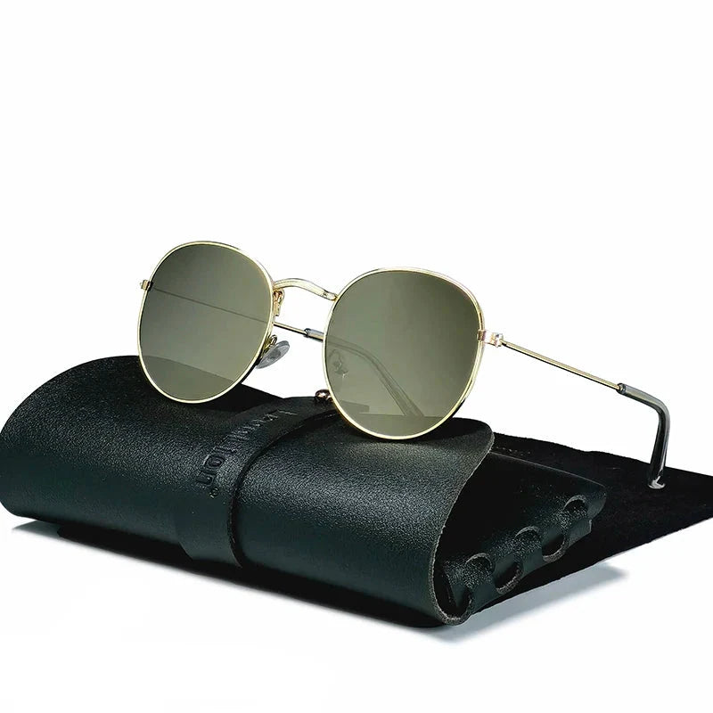 Round Retro Sunglasses for Men/Women Deluxe UV400 Metal Vintage Eyewear No Leather Case