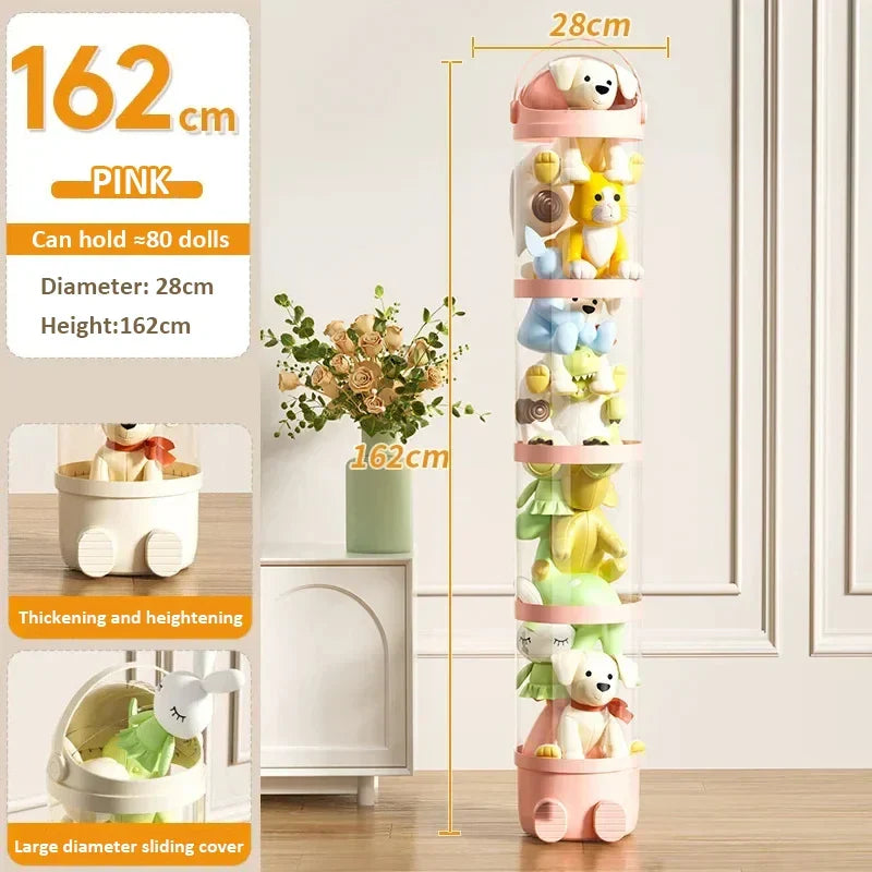 Toy2025 Edition Storage Tube Transparent Doll Organizer Kids Room Vertical Space Saving Visibility Gift Back To School