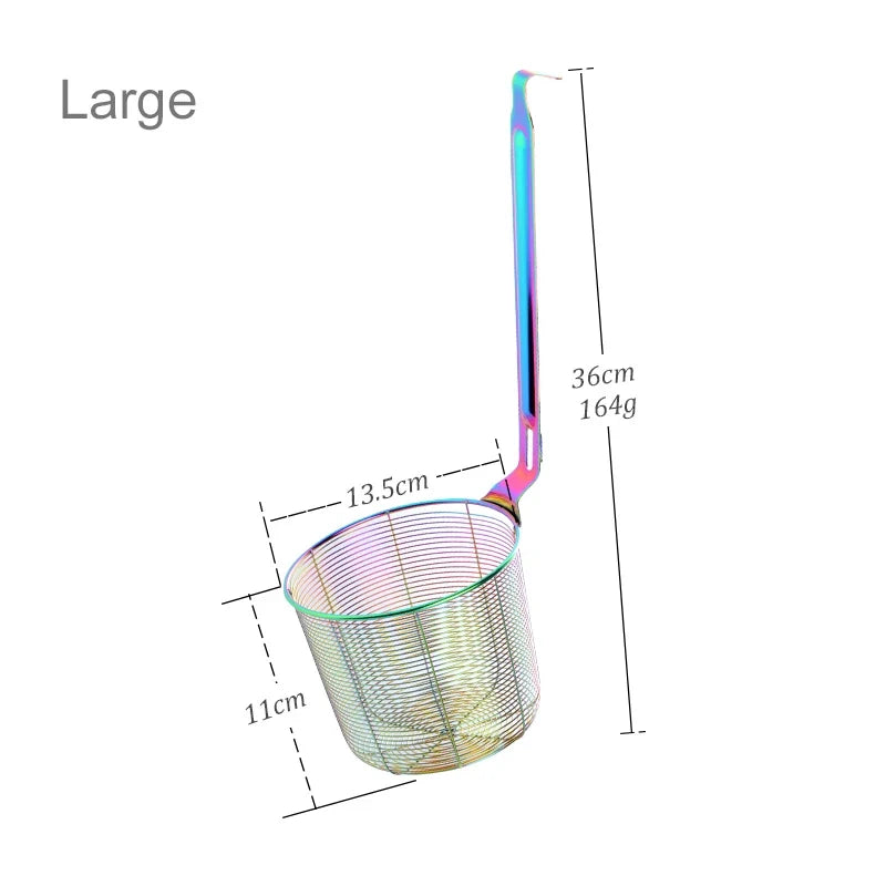 Multi-Use Kitchen Strainer for Noodles and Dumplings, Viral 2026 Trend – Stainless Steel Frying Basket Mesh Colander