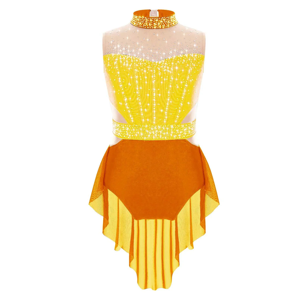 Light Girls' Leotard - Rhinestone Embellished, Mesh Skirt, Polyester/Nylon/Elastane, For Ballet, Gymnastics