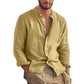 Men's Linen Shirt with Mandarin Collar, Lightweight Breathable Casual Summer Shirt in Tailored Fit-5