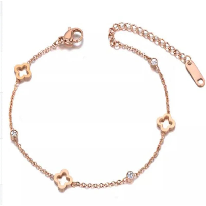 Clover Flower Stainless Steel Bracelet Kit Gold Gift
