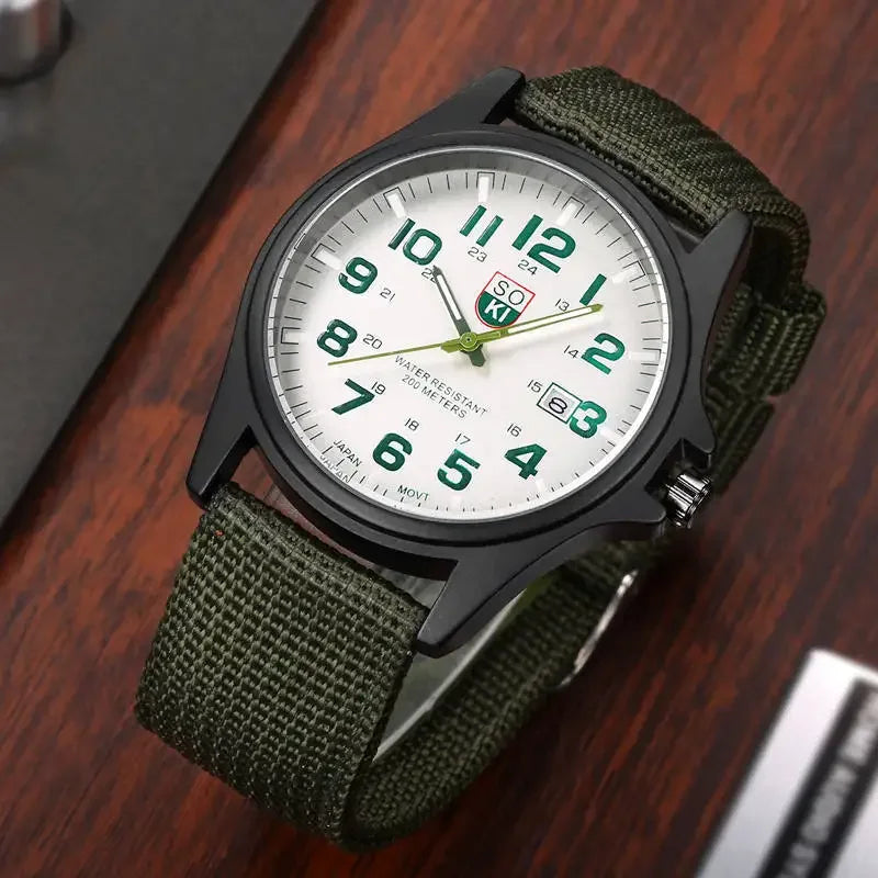 Watch Nylon Strap Quartz Military Style Sturdy