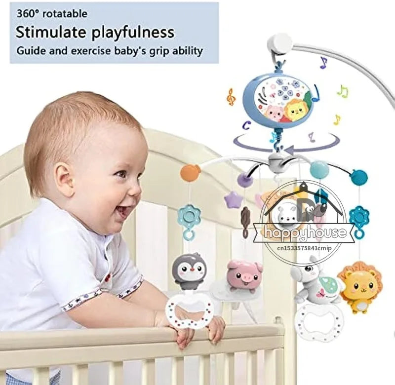 Mobile Crib Remote Music Light Newborn Sensory Toys