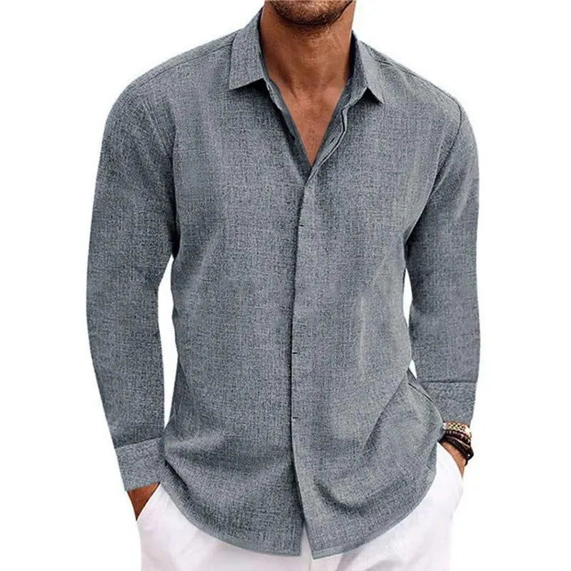 Loose Solid Color Casual Top for Plus Size Fashion – Men’s Long Sleeve T-Shirt