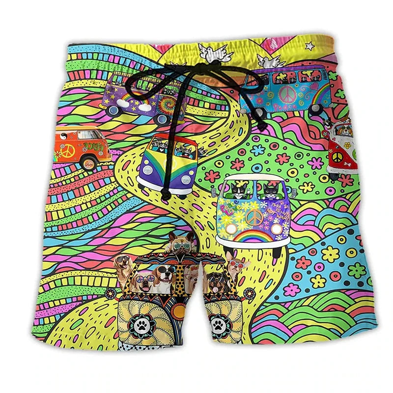 Trendy Swim Shorts for Men with Graffiti Print, Lightweight Quick-Drying Fabric, Adjustable Fit, Perfect for Summer Activities-6
