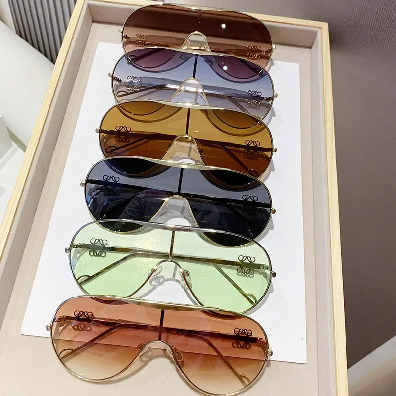 One-Piece Metal Sunglasses - Large-Frame Sports Goggles for Cycling, Men and Women