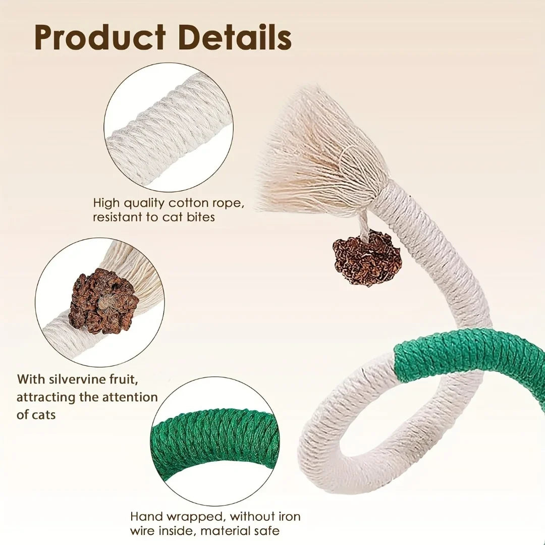Cat Cotton Chew Toy for Teeth Cleaning - Catnip Rope Teething Toy for Indoor Cats