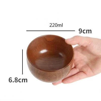 Wood Jujube Soup Bowls Solid Wooden Japanese Bowls