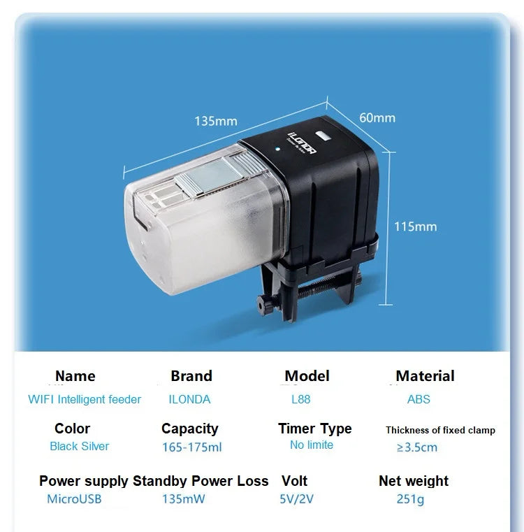 WiFi Fish Feeder 2L Hopper Automatic Aquarium Feeder Smart Household 2025 App And Voice Control Scheduled Feeding