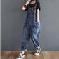 Big Vintage Pocket Suspender Jeans Trousers - Women's Casual Denim Harem Pants