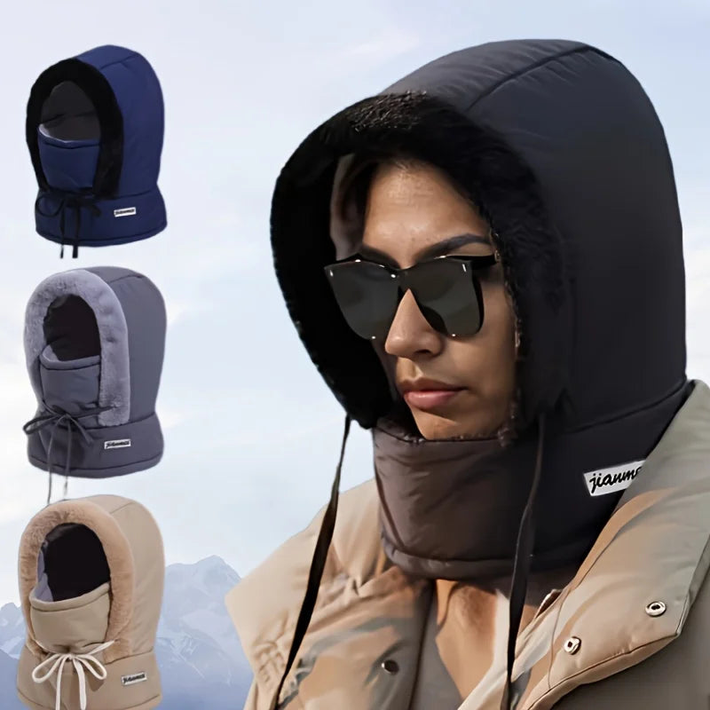 Cozy Insulating Women's Balaclava Hood - Quilted Padded Faux-Fur Trim, Windproof For Winter Sports