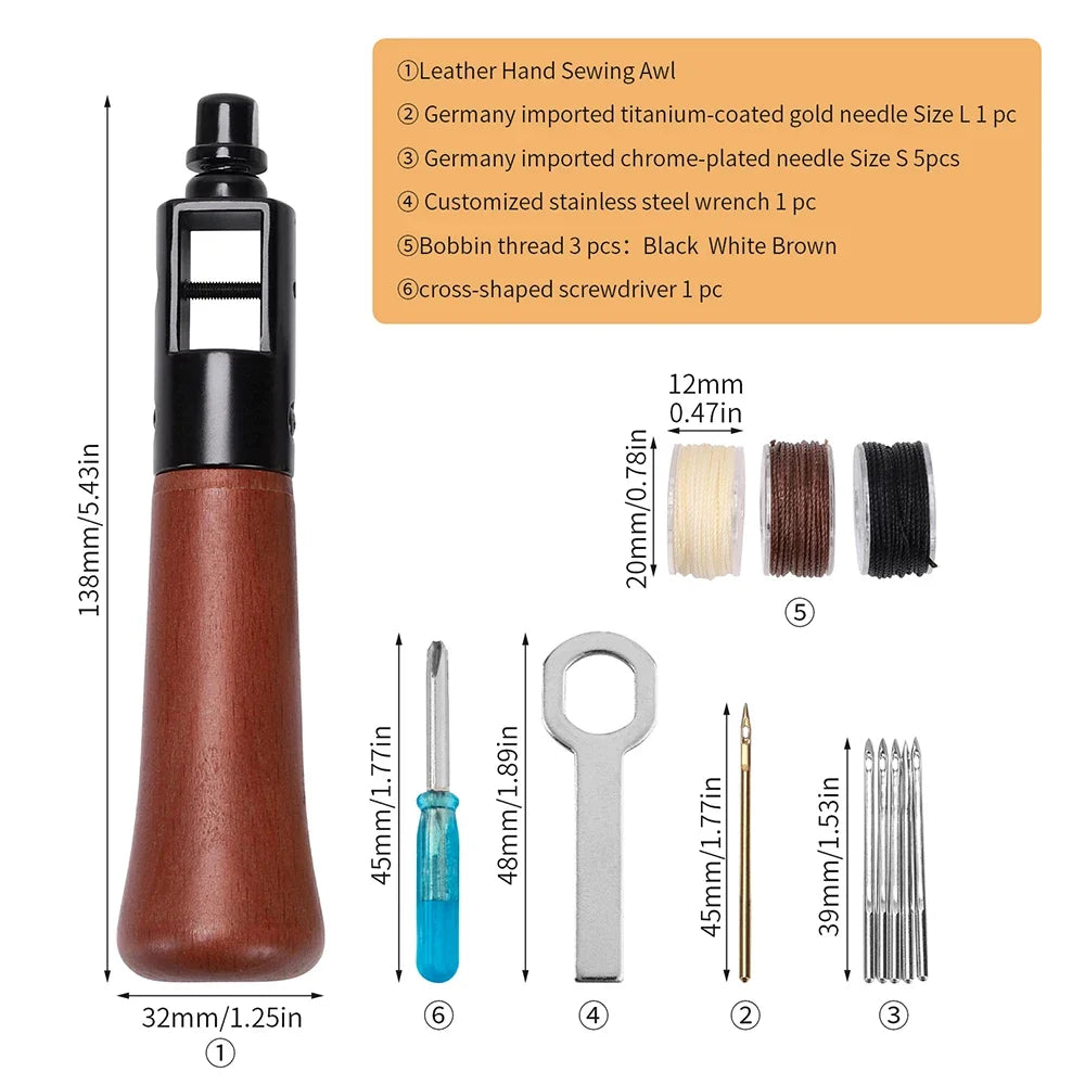 Top-Grade Hand Stitching Awl Tools Kit for DIY Leather Craft and Canvas Repair, Fall 2026 Gift – Leather Sewing Kit