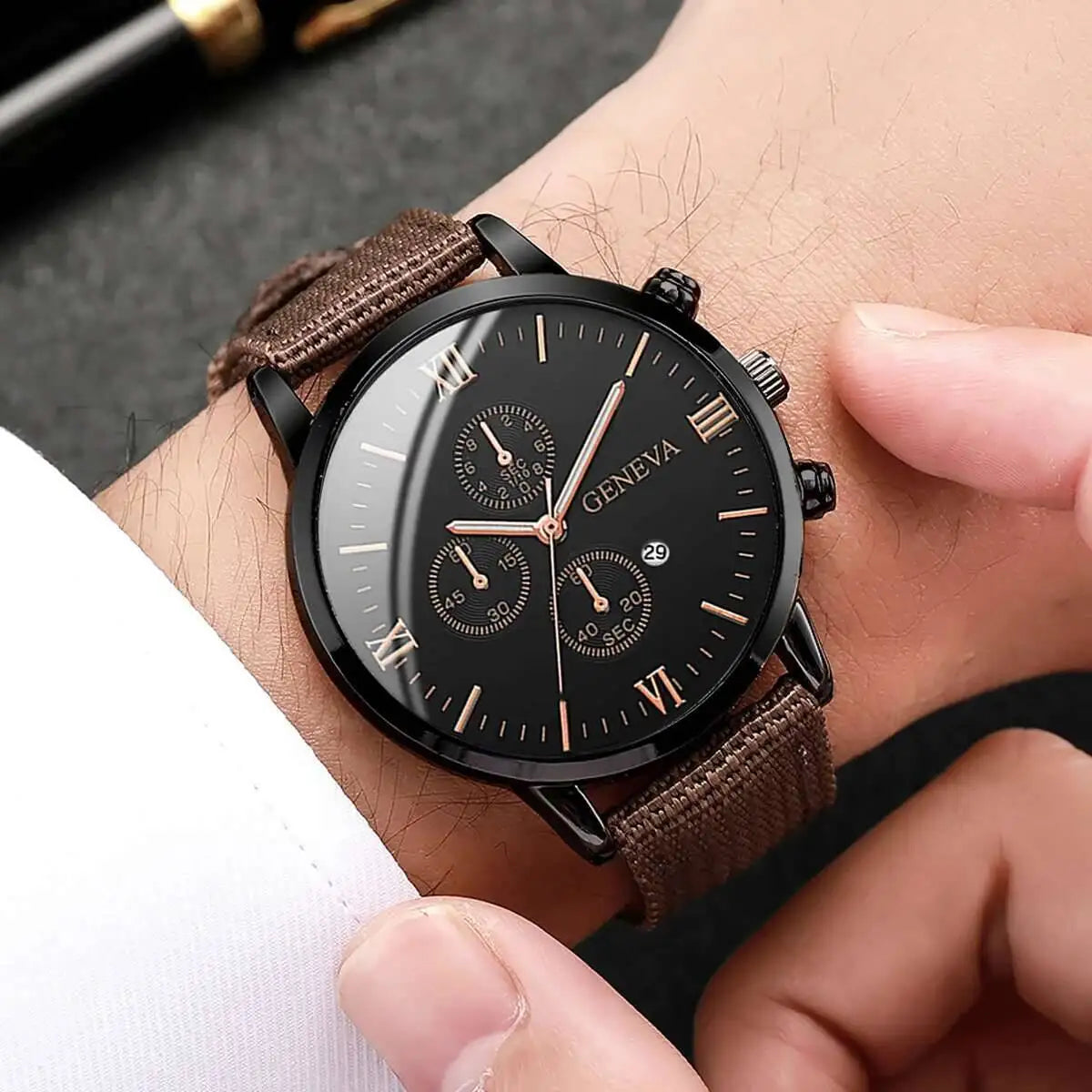 Quartz Watch And Bracelet Kit Nylon Band Casual Gift