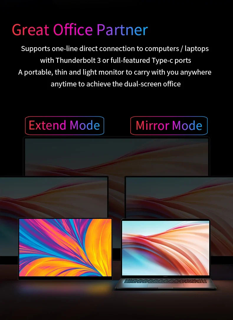 OLED 13.3 Travel-Friendly Monitor Metal Frame Travel Display