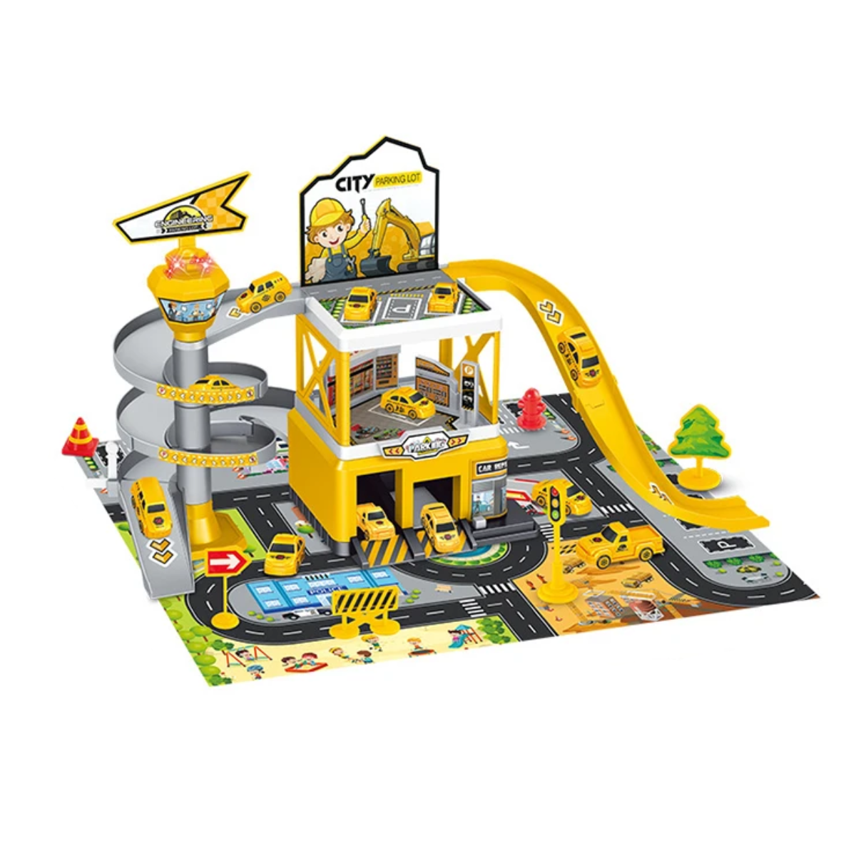 Garage Multi-Storey Racing Track with Cars - Interactive Parking Toy for Boys