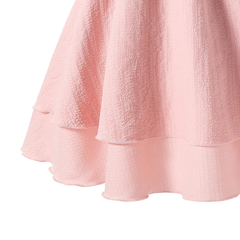 Light Girls' Dress - Tiered Sling Dress, Polyester Elastane, For Birthday Party, Pageant, Communion