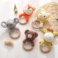 Crochet Wooden Animal Teether Rattle Newborn Sensory Toys