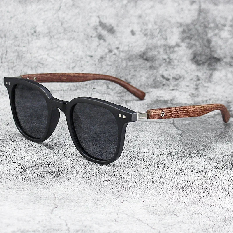 for Sunglasses Men Women Retro Wood Grain Polarized UV Protection Outdoor Shades