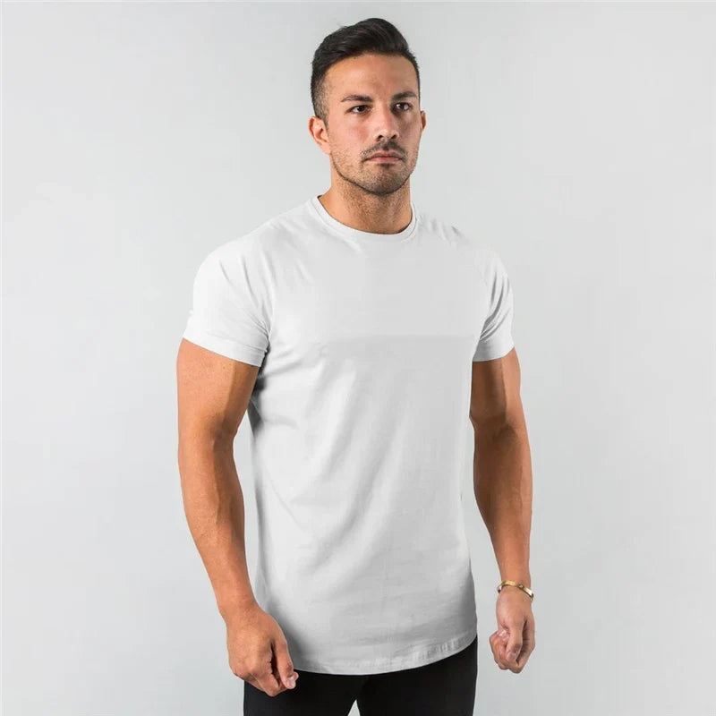 short sleeve, cotton blend, for workout & casual wear – Breathable slim fit men's gym t-shirt