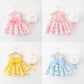 Plush baby girls dress - sleeveless, floral bow-embellished, cotton-polyester blend, for summer outings
