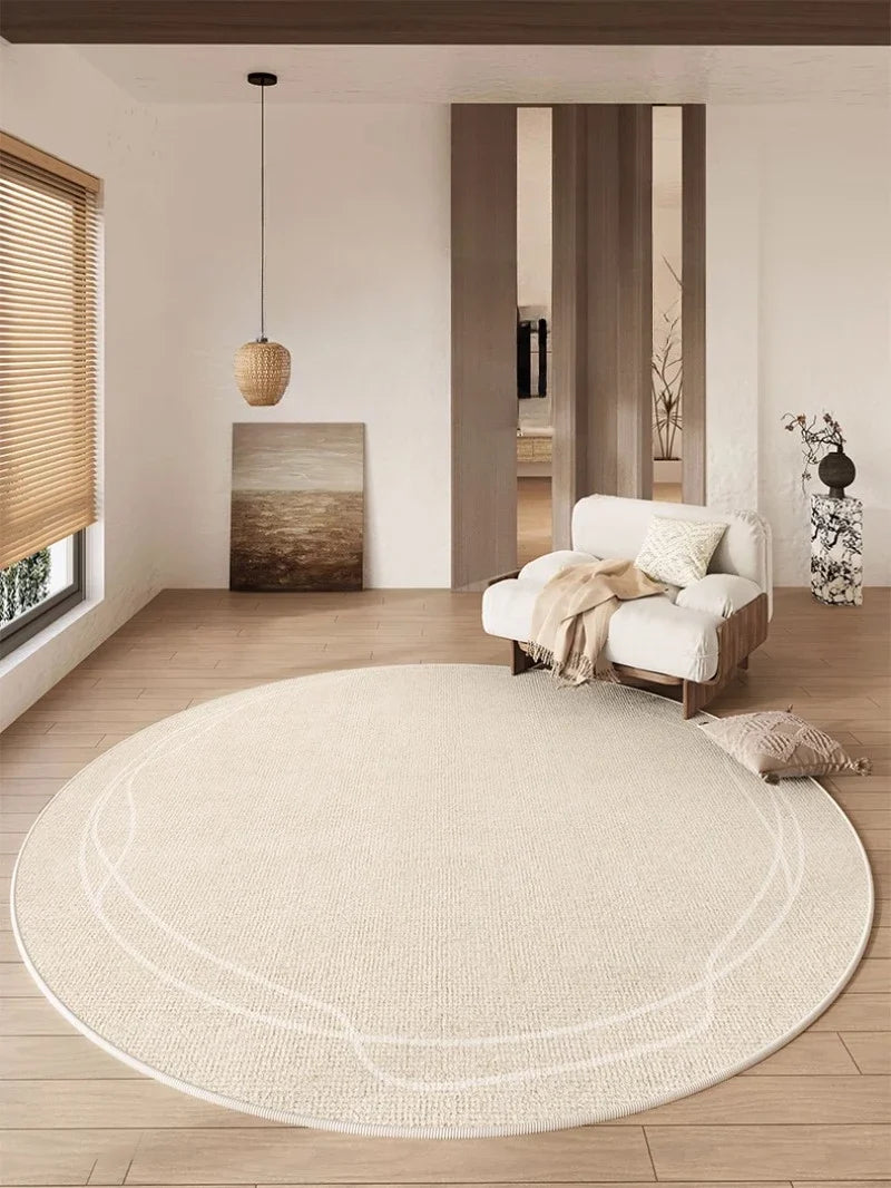 Round Rug Cream Wabi Sabi Deluxe Non Slip Water-Resistant