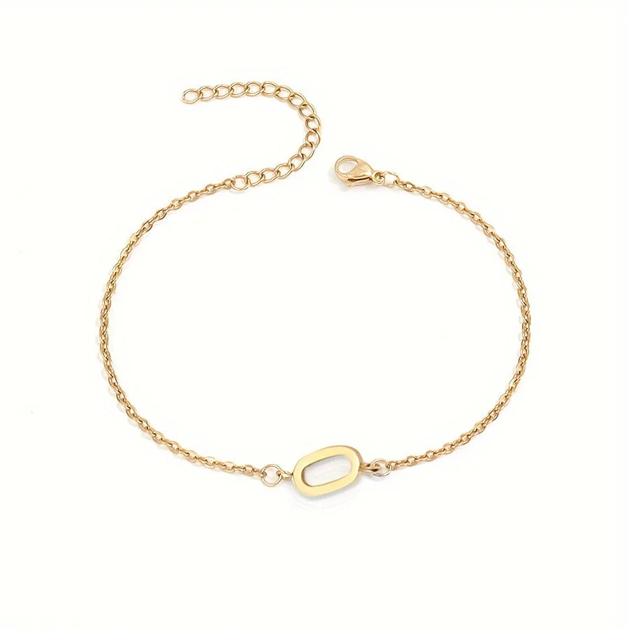 Letter Initial Bead Bracelet Thin Chain Minimalist Elegant