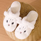 Cozy Warm Women’s Slippers - Cat-face Plush Design, Short Plush Lining, Indoor Use