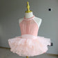 Light girls ballet leotard set - puff-sleeve top, tulle tutu skirt, polyester, for dance class