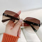 Fashionable Korean Sunglasses for Women - Anti-UV Big Face Tawny Round Glasses