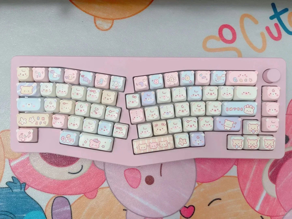 Keycaps PBT Cat Keycap Kit Alice Layout 2.25U 2.75U Pastel Mechanical Keyboard TikTok Viral Fall 2025 Cute Desk Gift