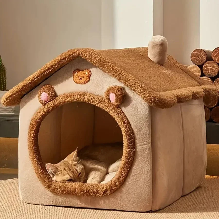 Foldable Pet House Removable Washable Cat House for Compact Pets