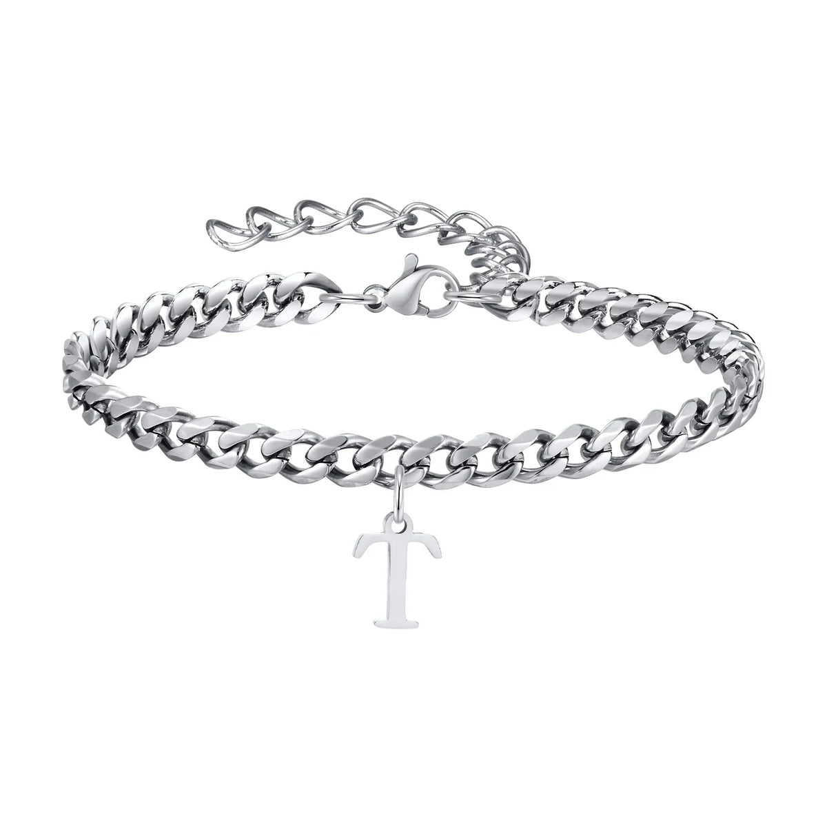 Initials Cuban Link Bracelet Stainless Steel Flexible