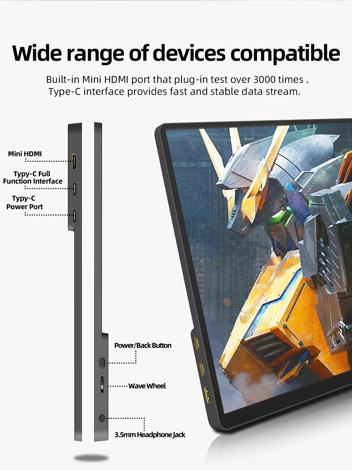 2K Travel-Friendly Monitor 14 Inch Touch HDR 60Hz Gaming Display