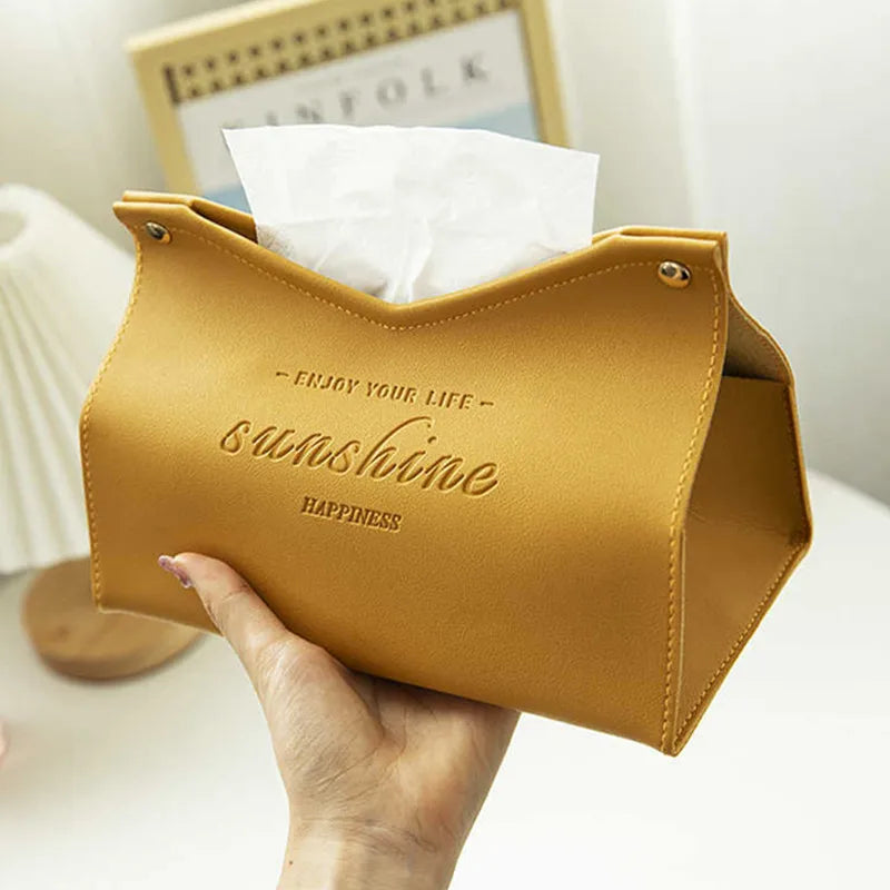 Leather Tissue Box - Scandinavian Car & Household Decor, Large Storage Napkin Holder