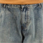 Men's Oversized Denim Jeans - Loose Straight Cut, Washed