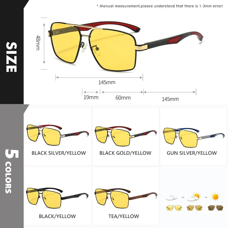 Sunglasses Photochromic Polarized Aviator UV400 Driving Glasses Night Vision Anti-Glare Fall 2026 Trend