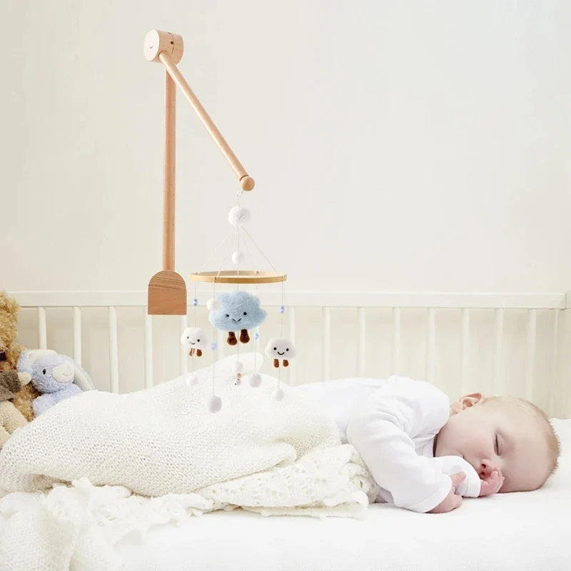 Crib Wooden Mobile Bracket Newborn Sensory Toys Soothing