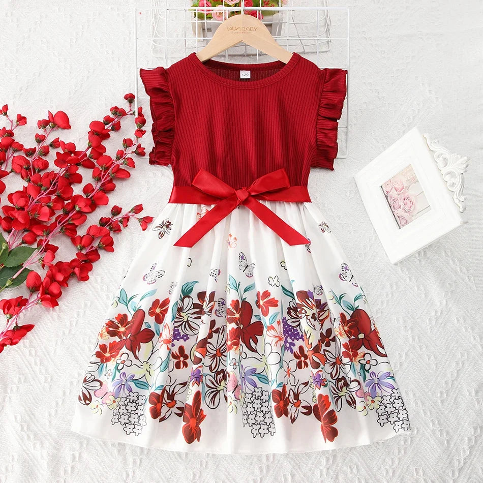 girls' Breathable dress - lace-up sling, sleeveless, flowy, polyester, for summer
