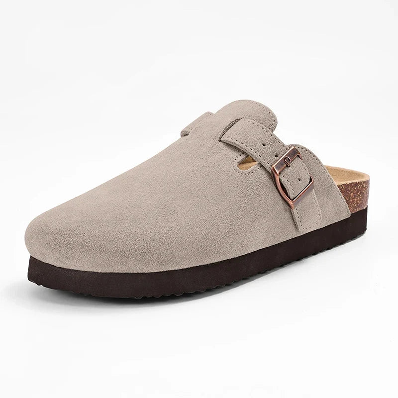 Unisex Suede Footbed Clogs – Comfort Cork Slide Sandals