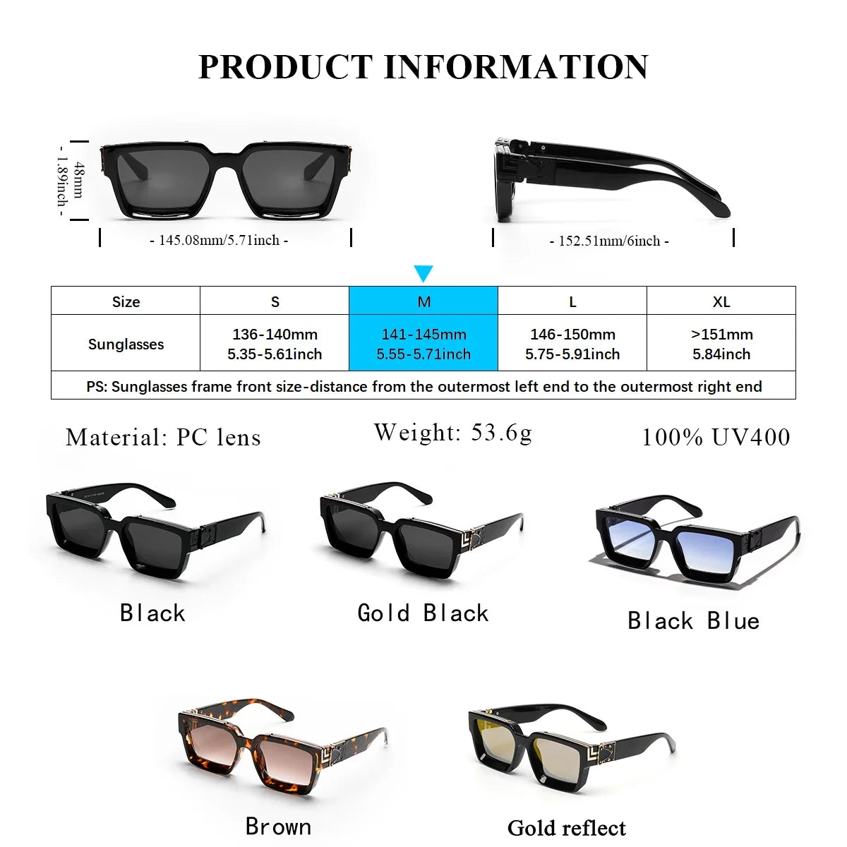 Sunglasses Black Retro Square Shades Deluxe Fashion Eyewear Fall 2026 Trend Gift Idea