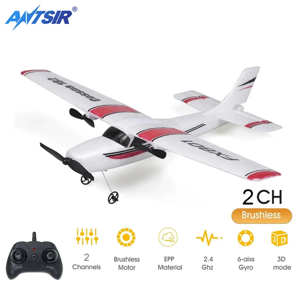 EPP Foam FX801 RC Plane - 2CH Remote Control Aircraft for Kids, Simple Assembly Toy Gift