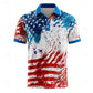 Light men's polo shirt - graphic flag print, cotton, casual summer wear for outdoor events