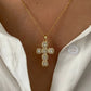 Pendant Cross Necklace Gold Tone - Cubic Zirconia Jewelry, Stainless Steel Chain, Fall 2026 Gift Idea