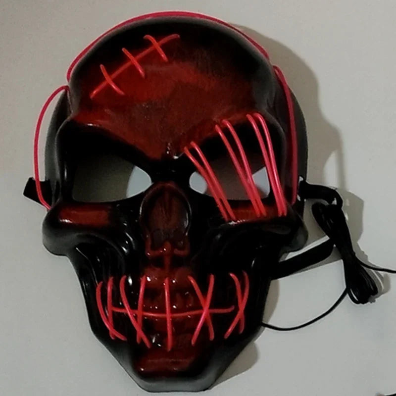 Glowing LED Skull Mask Full Face Halloween 2025 Cosplay