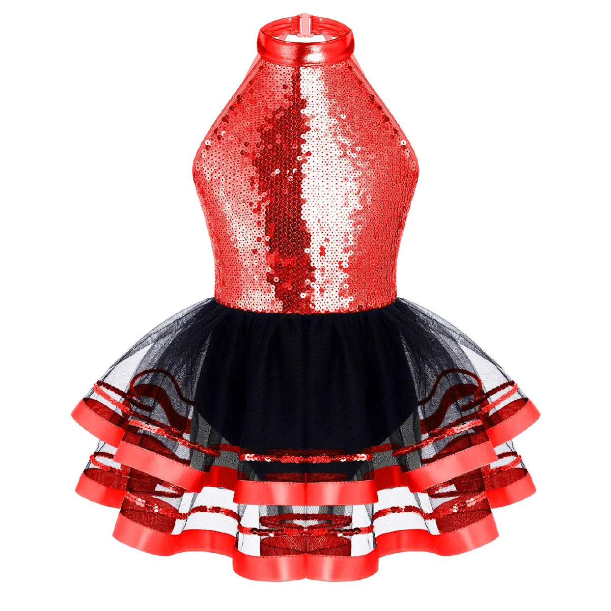Light girls' leotard - sequined skirted tutu, polyester, for ballet and dance performances