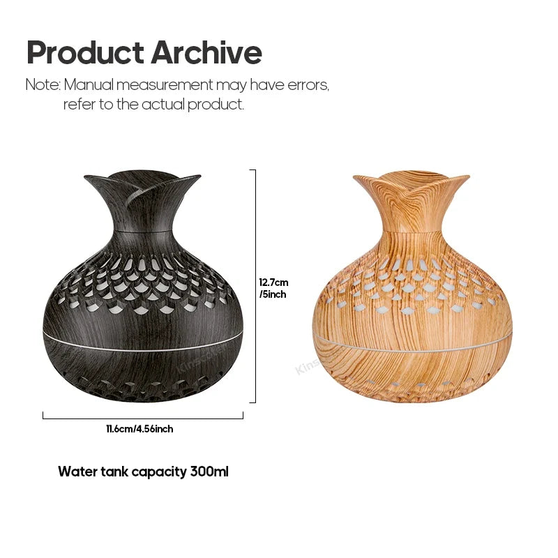 Wood Grain Humidifier 300ml USB Aroma Diffuser for Household Use