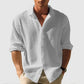 Long-Sleeved Men's Waffle Shirt - Casual Fashion Black Cardigan for Spring